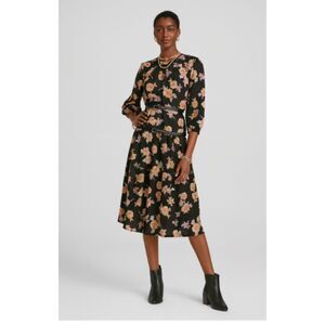 533 Who What Wear Black Floral Midi Dress • Feminine Boho